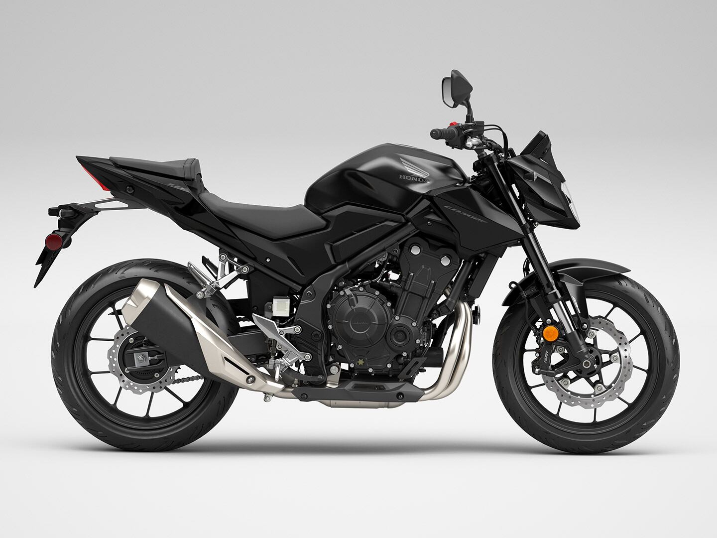 The 2024 Honda CB500F will be available in a Matte Black Metallic color.