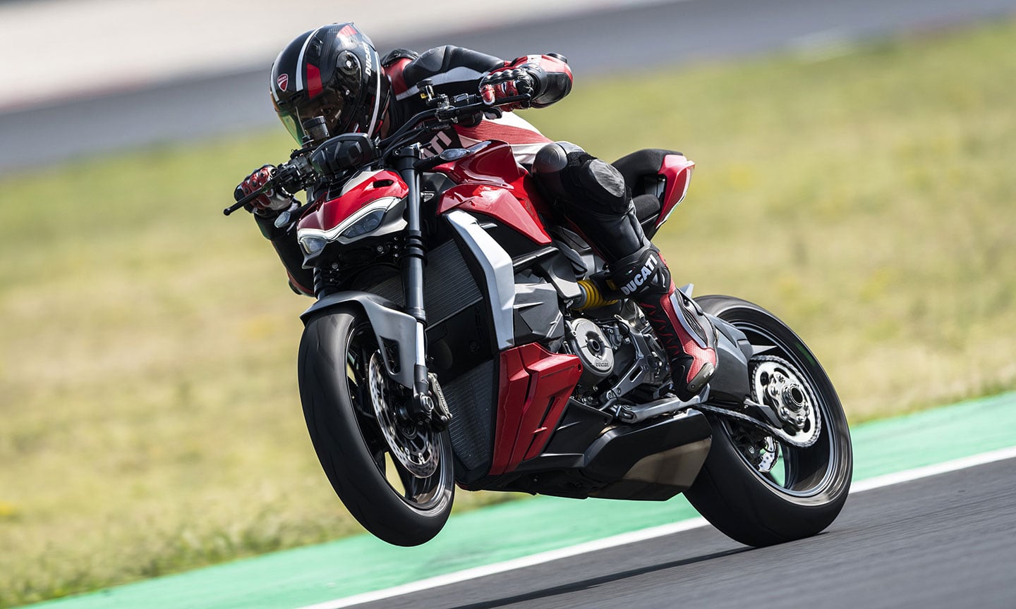 Compared to the Panigale V2 upon which it's based, final drive gearing has been shortened via the addition of two teeth to the rear sprocket.