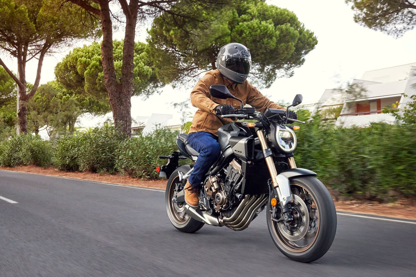 The CB650R shares much of its mechanical design with its more sporty sibling.