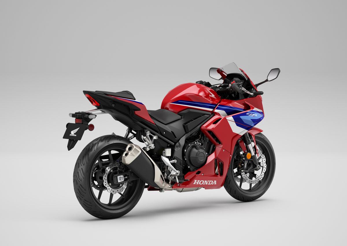 Honda's 2024 Honda CBR500R in Grand Prix Red has new bodywork that is inspired by Honda's flagship CBR1000RR-R Fireblade SP.