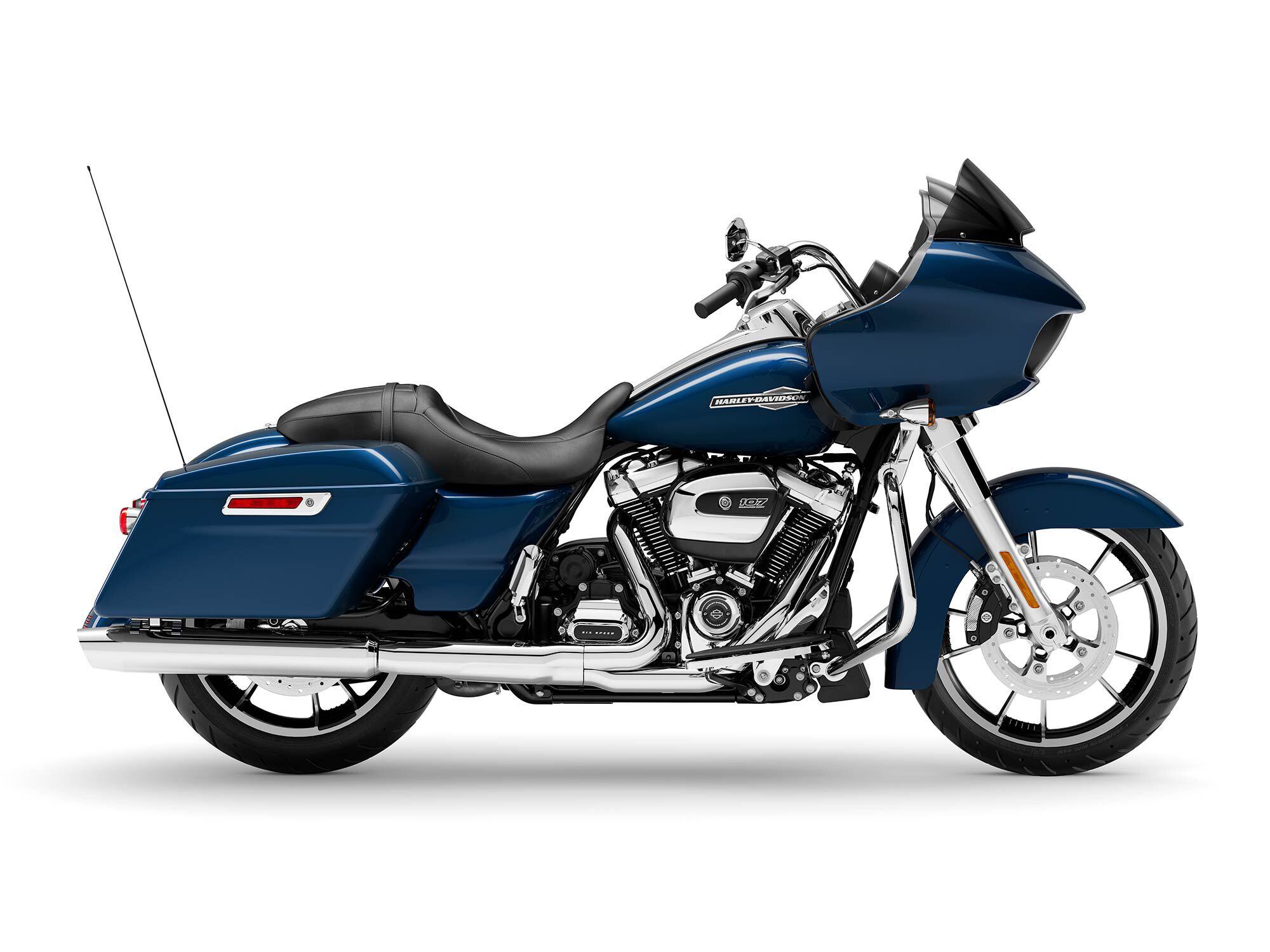 A shark-nose fairing gives the Road Glide an unmistakable profile.