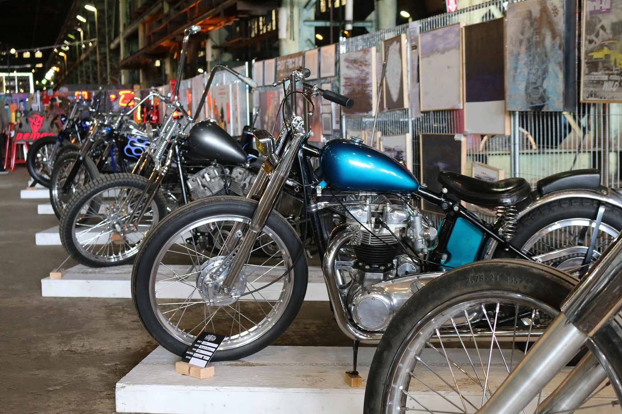 Custom motorcycles stretched as far as the eye could see at the 2022 One Moto Show.
