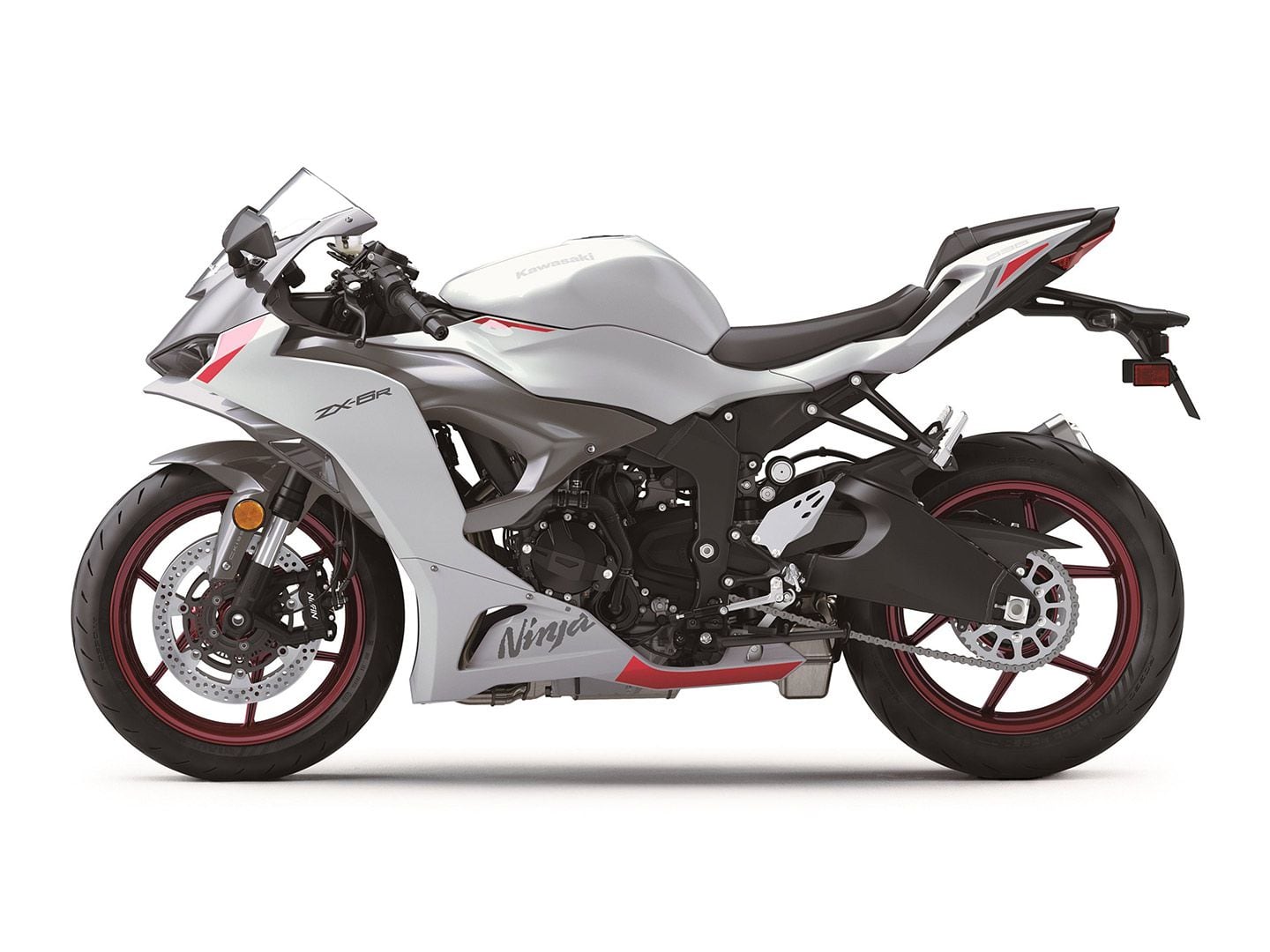 The 2024 ZX-6R in Pearl Robotic White.