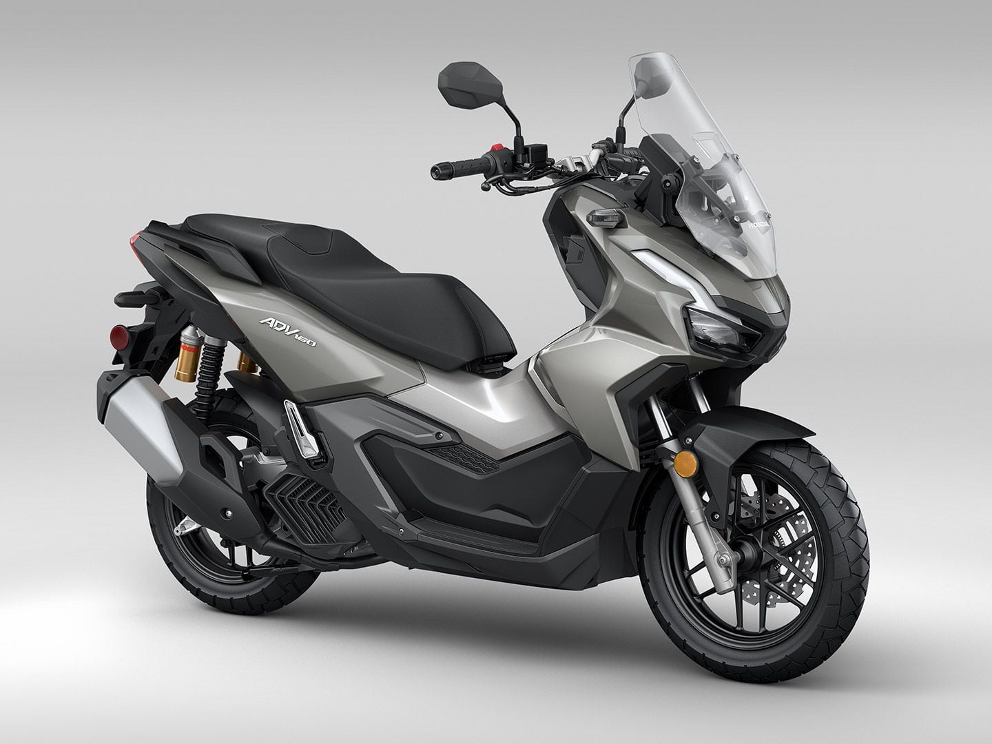 The 2024 Honda ADV160, with two-position adjustable windshield, front ABS brakes, and slightly lower seat height and handlebars.